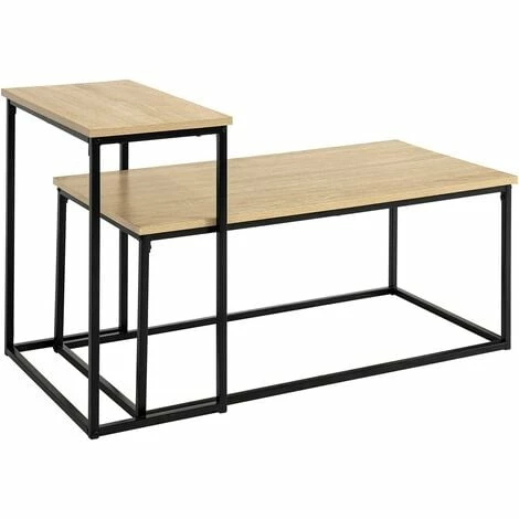 SoBuy Set Of 2 Industrial Style Side Tables End Tables Nesting Tables Coffee Table, FBT108-N 1 SoBuy Set Of 2 Industrial Style Side Tables End Tables Nesting Tables Coffee Table, FBT108-N
