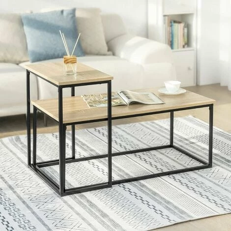 SoBuy Set Of 2 Industrial Style Side Tables End Tables Nesting Tables Coffee Table, FBT108-N 2 SoBuy Set Of 2 Industrial Style Side Tables End Tables Nesting Tables Coffee Table, FBT108-N - Image 2