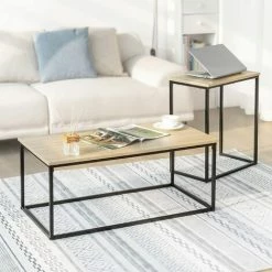 SoBuy Set Of 2 Industrial Style Side Tables End Tables Nesting Tables Coffee Table, FBT108-N 7 SoBuy Set Of 2 Industrial Style Side Tables End Tables Nesting Tables Coffee Table, FBT108-N -SOBUY Shop 47346048 3