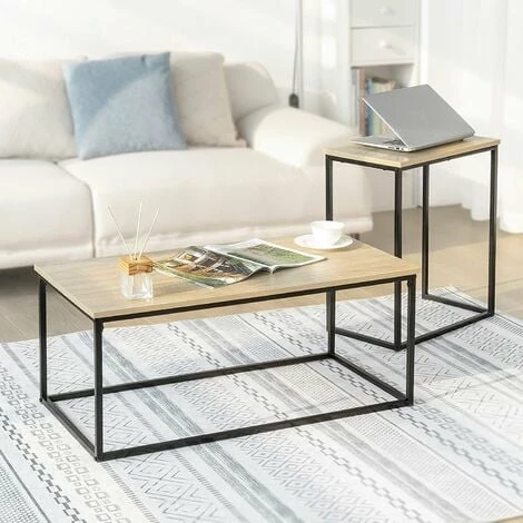 SoBuy Set Of 2 Industrial Style Side Tables End Tables Nesting Tables Coffee Table, FBT108-N 3 SoBuy Set Of 2 Industrial Style Side Tables End Tables Nesting Tables Coffee Table, FBT108-N - Image 3