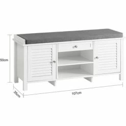 SoBuy Rack Shoe Cabinet With 2 Shutter Doors 1 Drawer And Movable Seat Cushion Storage Bench,FSR83-W 7 SoBuy Rack Shoe Cabinet With 2 Shutter Doors 1 Drawer And Movable Seat Cushion Storage Bench,FSR83-W -SOBUY Shop 48339017 3