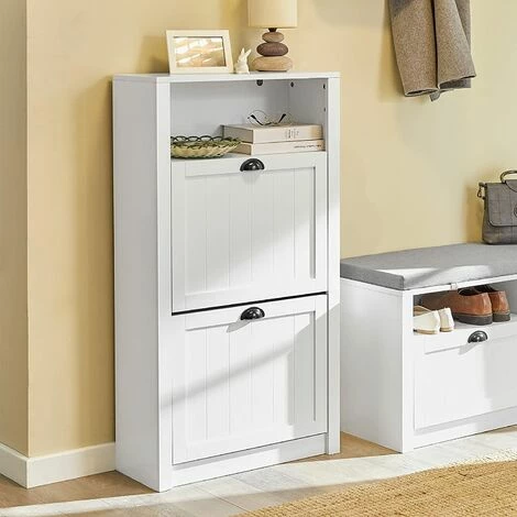 SoBuy Shoe Cabinet Shoe Rack Shoe Storage With 1 Storage Compartment And 2 Drawers,FSR87-K-W,W60 X D24 X H110cm 2 SoBuy Shoe Cabinet Shoe Rack Shoe Storage With 1 Storage Compartment And 2 Drawers,FSR87-K-W,W60 X D24 X H110cm - Image 2