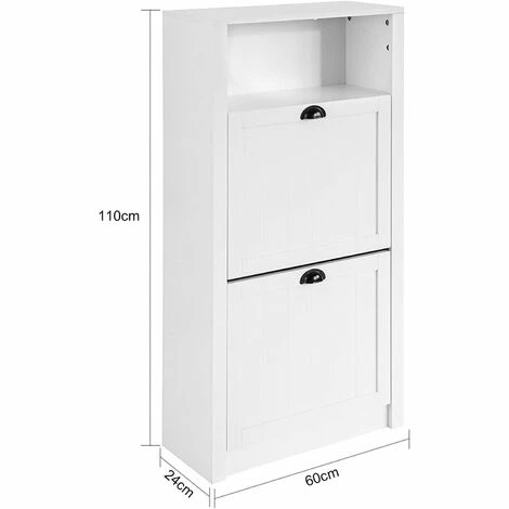 SoBuy Shoe Cabinet Shoe Rack Shoe Storage With 1 Storage Compartment And 2 Drawers,FSR87-K-W,W60 X D24 X H110cm 3 SoBuy Shoe Cabinet Shoe Rack Shoe Storage With 1 Storage Compartment And 2 Drawers,FSR87-K-W,W60 X D24 X H110cm - Image 3