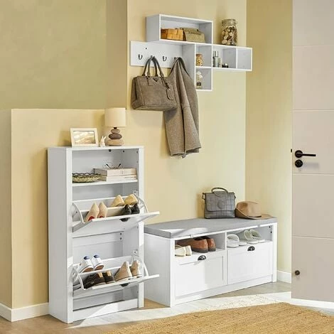 SoBuy Shoe Cabinet Shoe Rack Shoe Storage With 1 Storage Compartment And 2 Drawers,FSR87-K-W,W60 X D24 X H110cm 5 SoBuy Shoe Cabinet Shoe Rack Shoe Storage With 1 Storage Compartment And 2 Drawers,FSR87-K-W,W60 X D24 X H110cm - Image 5