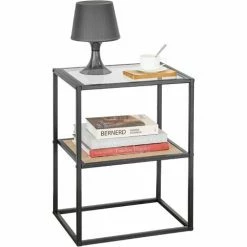 SoBuy 2 Tiers Side Table End Table Coffee Table Bed Sofa Side Table,FBT94-PG