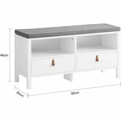 SoBuy 2 Drawers Hallway Storage Bench Shoe Cabine,FSR106-W -SOBUY Shop 53537384 3