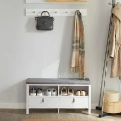 SoBuy 2 Drawers Hallway Storage Bench Shoe Cabine,FSR106-W -SOBUY Shop 53537384 5