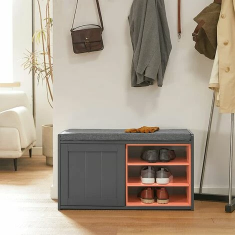 SoBuy Shoe Storage Bench With Removable Seat Cushion,FSR109-HG 2 SoBuy Shoe Storage Bench With Removable Seat Cushion,FSR109-HG - Image 2