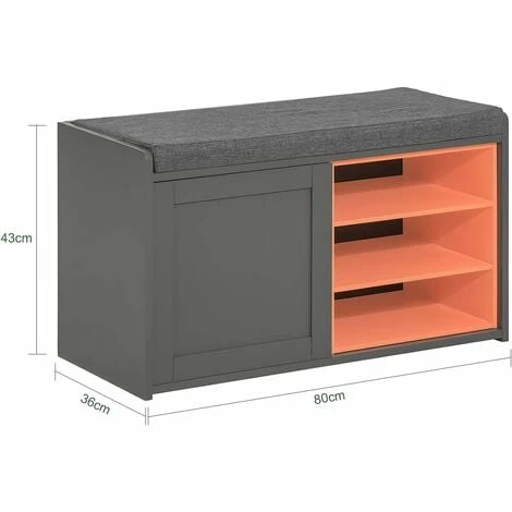 SoBuy Shoe Storage Bench With Removable Seat Cushion,FSR109-HG 3 SoBuy Shoe Storage Bench With Removable Seat Cushion,FSR109-HG - Image 3