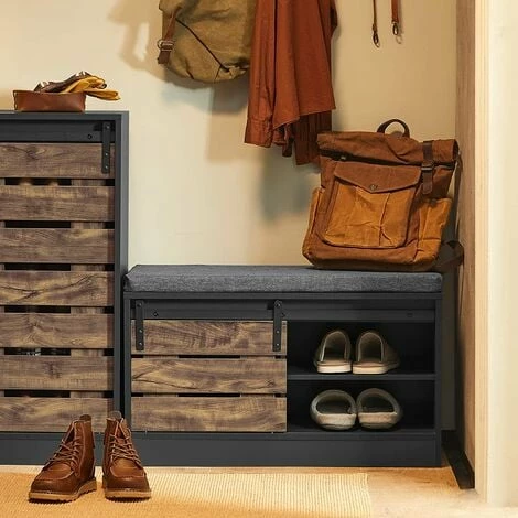 SoBuy Hallway Shoe Bench Shoe Cabinet Shoe Rack With Sliding Door,FSR120-HG 2 SoBuy Hallway Shoe Bench Shoe Cabinet Shoe Rack With Sliding Door,FSR120-HG - Image 2