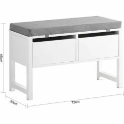 SoBuy Shoe Bench Shoe Rack With Seat Cushion And 2 Drawers,FSR88-W -SOBUY Shop 53630413 3