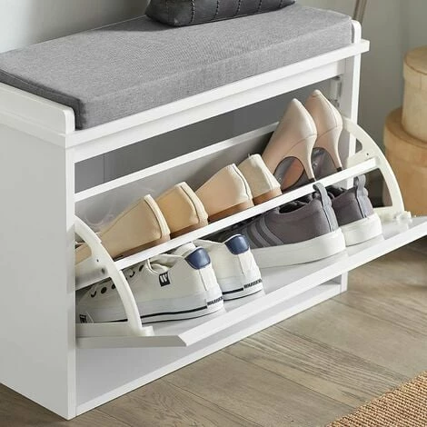 SoBuy Hallway Shoe Bench With Seat Cushion And Flip-drawer,FSR98-W 4 SoBuy Hallway Shoe Bench With Seat Cushion And Flip-drawer,FSR98-W - Image 4