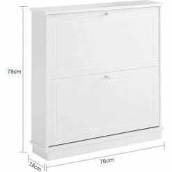 SoBuy 2 Drawers Shoe Cabinet Storage Cupboard,FSR99-W -SOBUY Shop 53630415 3