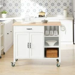 SoBuy Kitchen Storage Trolley Cart With Rubber Wood Worktop,FKW103-WN -SOBUY Shop 53830116 3