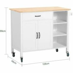 SoBuy Kitchen Storage Trolley Cart With Rubber Wood Worktop,FKW103-WN -SOBUY Shop 53830116 4
