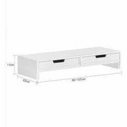 SoBuy 2 Drawers Monitor Stand,Designed For 2 Monitors,BBF04-W -SOBUY Shop 55298429 3