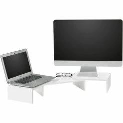 SoBuy Monitor Stand Computer Screen Monitor Stand,Designed For 2 Monitors,BBF08-W