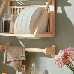 SoBuy Wall Mounted Rubber Wood Kitchen Plate Rack, KCR11-N 3 SoBuy Wall Mounted Rubber Wood Kitchen Plate Rack, KCR11-N -SOBUY Shop 55298473 4