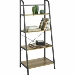 SoBuy 4 Tiers Ladder Shelf Bookcase Book Shelf, STR09-PF
