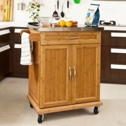 SoBuy Kitchen Storage Cabinet, Kitchen Island Trolley Rubber Wheels,FKW13-N -SOBUY Shop 5571696 3