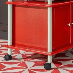 SoBuy Kitchen Storage Cabinet, Kitchen Cart, Microwave Shelf, FRG12-R, Red -SOBUY Shop 5571712 4