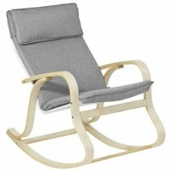 SoBuy Wooden Rocking Chair Reclining Relax Nursing Armchair, FST15-DG ,Grey