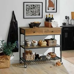 SoBuy Industrial Vintage Style Kitchen Trolley Cart Kitchen Storage Trolley Serving Trolley,FKW112-PF 9 SoBuy Industrial Vintage Style Kitchen Trolley Cart Kitchen Storage Trolley Serving Trolley,FKW112-PF -SOBUY Shop 58494776 5