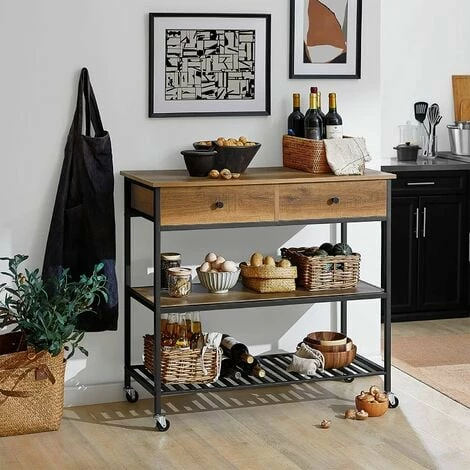 SoBuy Industrial Vintage Style Kitchen Trolley Cart Kitchen Storage Trolley Serving Trolley,FKW112-PF 5 SoBuy Industrial Vintage Style Kitchen Trolley Cart Kitchen Storage Trolley Serving Trolley,FKW112-PF - Image 5