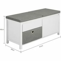 SoBuy Hallway Storage Bench Shoe Bench Shoe Rack Shoe Cabinet,FSR101-W -SOBUY Shop 58494783 3