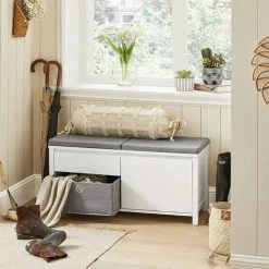 SoBuy Hallway Storage Bench Shoe Bench Shoe Rack Shoe Cabinet,FSR101-W -SOBUY Shop 58494783 5