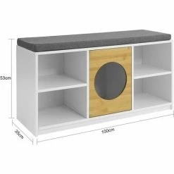 SoBuy Hallway Shoe Bench Shoe Rack Children Storage Unit Toy Chest Storage Bench With Cat House,FSR91-W -SOBUY Shop 58494785 3