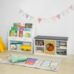 SoBuy Hallway Shoe Bench Shoe Rack Children Storage Unit Toy Chest Storage Bench With Cat House,FSR91-W -SOBUY Shop 58494785 5