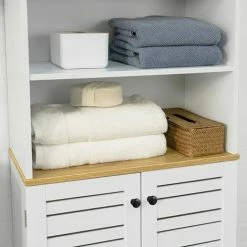 SoBuy Bathroom Tall Cabinet Tall Cupboard Bathroom Storage Cabinet,BZR44-W -SOBUY Shop 58494788 4