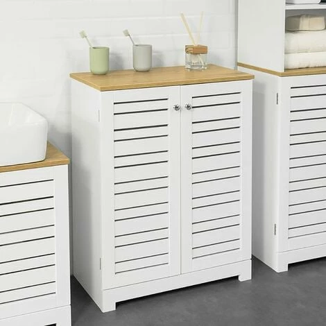 SoBuy Bathroom Cabinet Bathroom Storage Cabinet Cupboard With 2 Doors,BZR41-W 2 SoBuy Bathroom Cabinet Bathroom Storage Cabinet Cupboard With 2 Doors,BZR41-W - Image 2