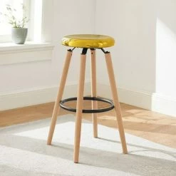 SoBuy Kitchen Breakfast Barstool Bar Stool With Metal Seat & Beech Wood Legs,FST89-G -SOBUY Shop 58494790 5