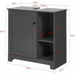 SoBuy Under Sink Cabinet Bathroom Vanity Unit Bathroom Storage Cabinet,BZR38-DG -SOBUY Shop 58494795 3