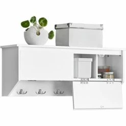SoBuy Wall Coat Rack Wall Shelf Wall Storage Cabinet Hallway Coat Rack,FHK24-W
