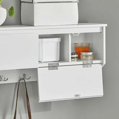 SoBuy Wall Coat Rack Wall Shelf Wall Storage Cabinet Hallway Coat Rack,FHK24-W 4 SoBuy Wall Coat Rack Wall Shelf Wall Storage Cabinet Hallway Coat Rack,FHK24-W - Image 4