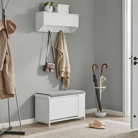 SoBuy Wall Coat Rack Wall Shelf Wall Storage Cabinet Hallway Coat Rack,FHK24-W 5 SoBuy Wall Coat Rack Wall Shelf Wall Storage Cabinet Hallway Coat Rack,FHK24-W - Image 5