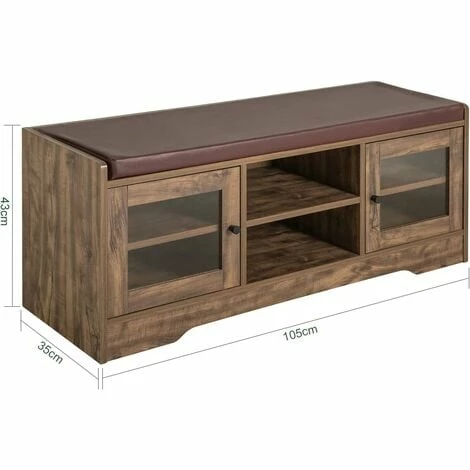 SoBuy Hallway Storage Bench Shoe Bench Shoe Rack Shoe Cabinet With 2 Glass Doors,FSR122-N 3 SoBuy Hallway Storage Bench Shoe Bench Shoe Rack Shoe Cabinet With 2 Glass Doors,FSR122-N - Image 3