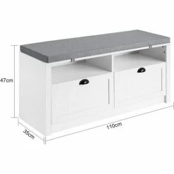 SoBuy Hallway Furniture Set,2 Drawers Storage Bench Racks And Wall Storage Cabinet,FSR90-W-FRG282-W -SOBUY Shop 58660553 5