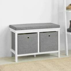 SoBuy Hallway Furniture Set,2 Baskets Shoe Bench Rack And Wall Storage Cabinet,FSR81-HG-FRG282-W 8 SoBuy Hallway Furniture Set,2 Baskets Shoe Bench Rack And Wall Storage Cabinet,FSR81-HG-FRG282-W -SOBUY Shop 58660554 4