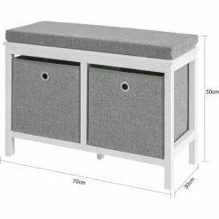 SoBuy Hallway Furniture Set,2 Baskets Shoe Bench Rack And Wall Storage Cabinet,FSR81-HG-FRG282-W 9 SoBuy Hallway Furniture Set,2 Baskets Shoe Bench Rack And Wall Storage Cabinet,FSR81-HG-FRG282-W -SOBUY Shop 58660554 5