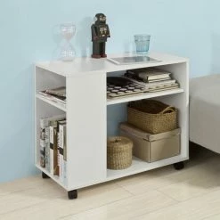 SoBuy Movable Storage Side Table With 2 Tiers Bookcase,FBT34-W -SOBUY Shop 5890640 3