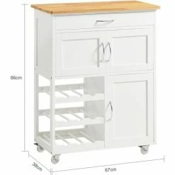 Promotion!!SoBuy Kitchen Storage Trolley Cart With Wheels 3 Drawers And Rubber Wood Worktop,FKW45-WN -SOBUY Shop 5890653 4