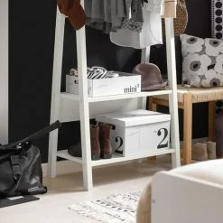 SoBuy White Modern Clothes Rail Stand Rack With Two Storage Shelves, FRG59-W -SOBUY Shop 5890672 5