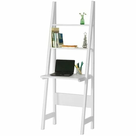 SoBuy White Modern Ladder Storage Display Shelf,Desk And 2 Shelves, FRG60-W 1 SoBuy White Modern Ladder Storage Display Shelf,Desk And 2 Shelves, FRG60-W