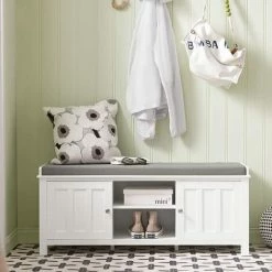 Alternative view of SoBuy Wooden Hallway Shoe Storage Bench, White, FSR35-W