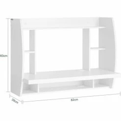 SoBuy Home Office Wall-mounted Table Desk With Shelves,White,FWT18-W -SOBUY Shop 5890688 5