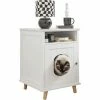 SoBuy Bedside Cabinet Nightstand With Cat House,HAT01-W